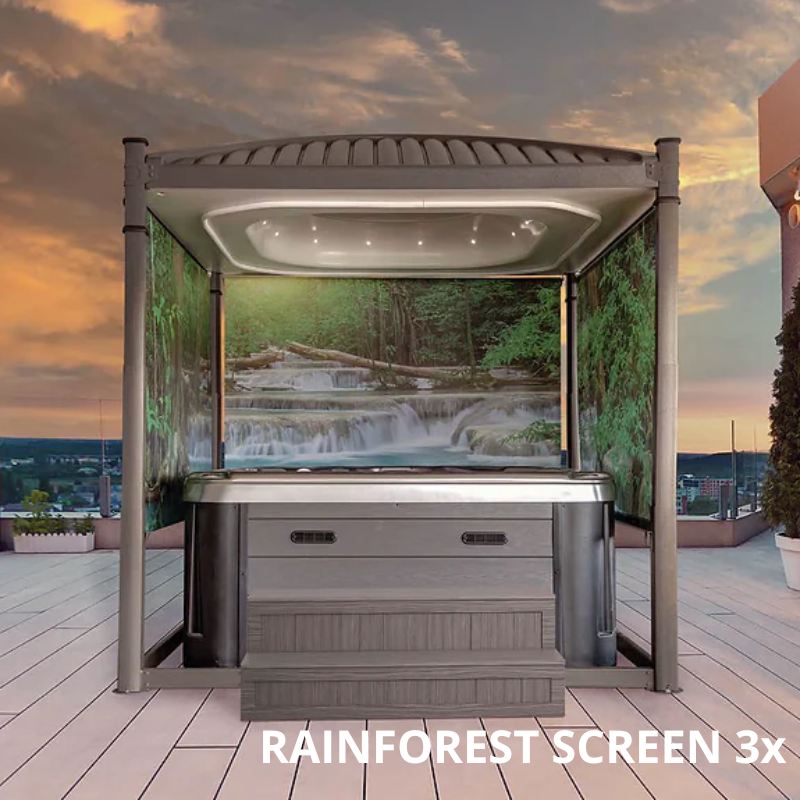 covana oasis jacuzzi overkapping elektrisch zijscreen rainforest panorama