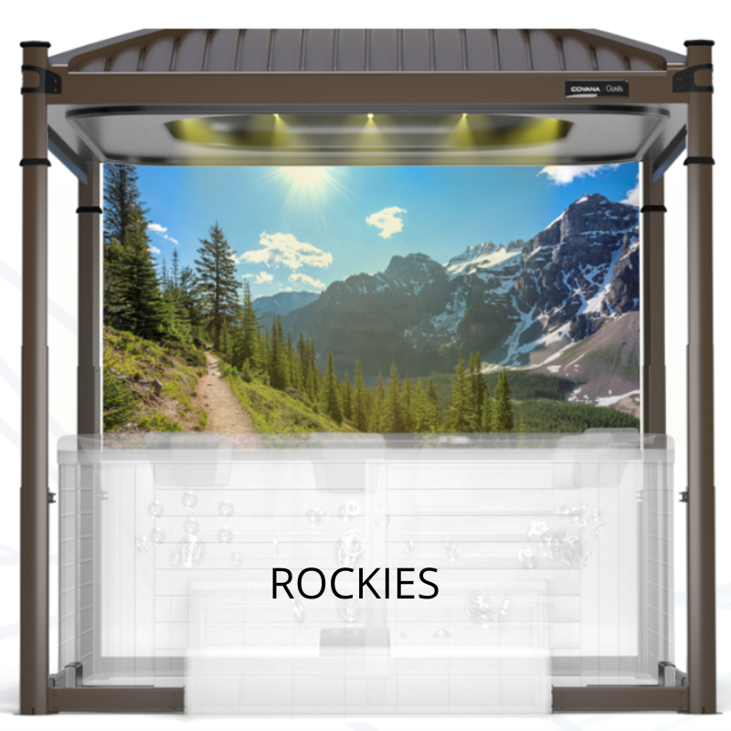 covana oasis jacuzzi overkapping elektrisch zijscreen rockies